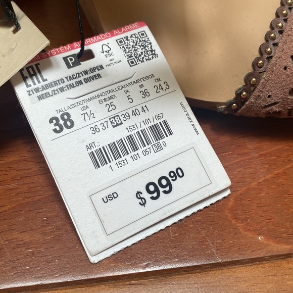 Zara Mauve Laser Cut Leather Heel Sandal - Picture 5 of 5